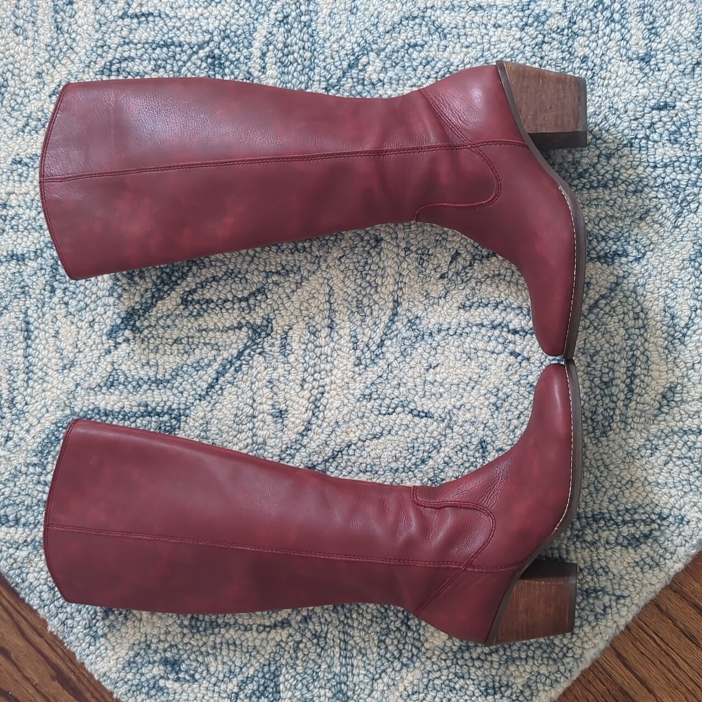 Seychelles Tall Red Leather Heeled Boots - Picture 4 of 10